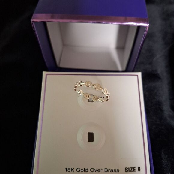 🎁NWT Macy's 18K Gold Plated Over Brass Duo Ring Size 9 Silver - Picture 4 of 7